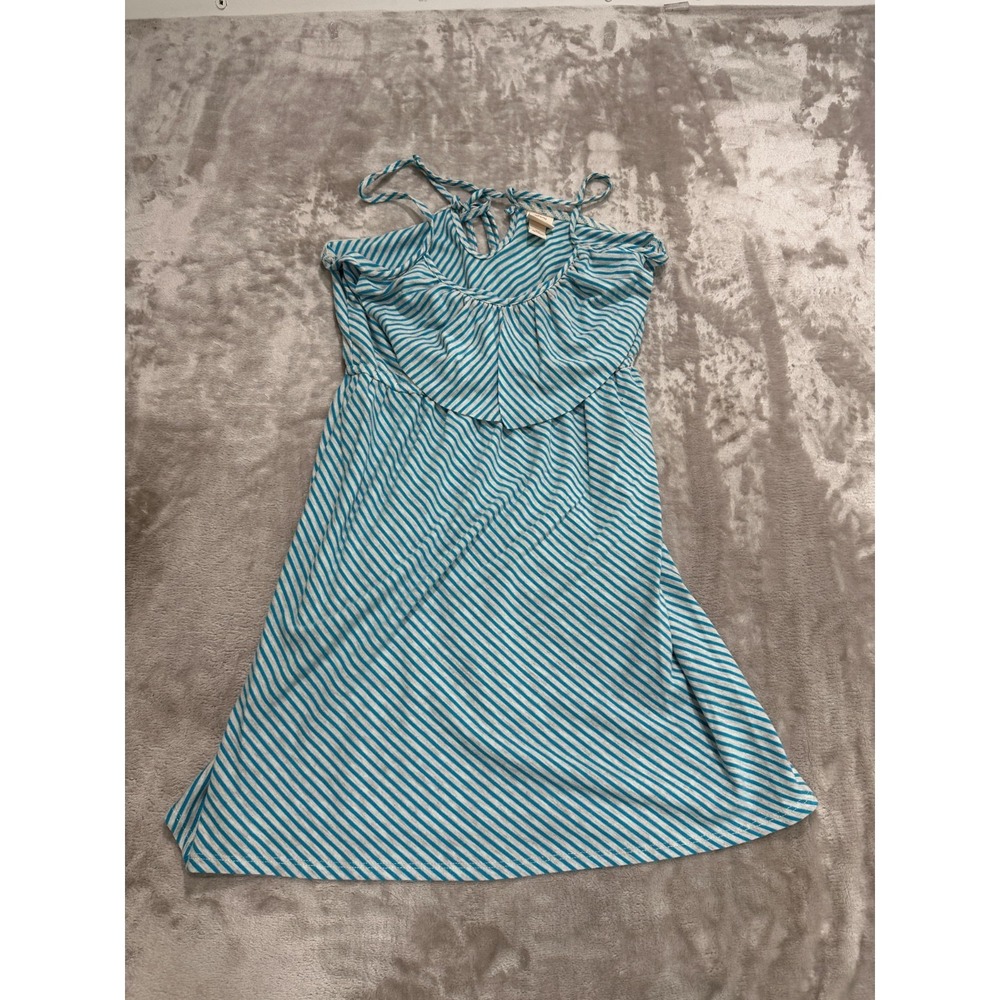 Mossimo Supply Co Striped Halter Mini Dress Size Medium Blue Grey Knit Short EUC